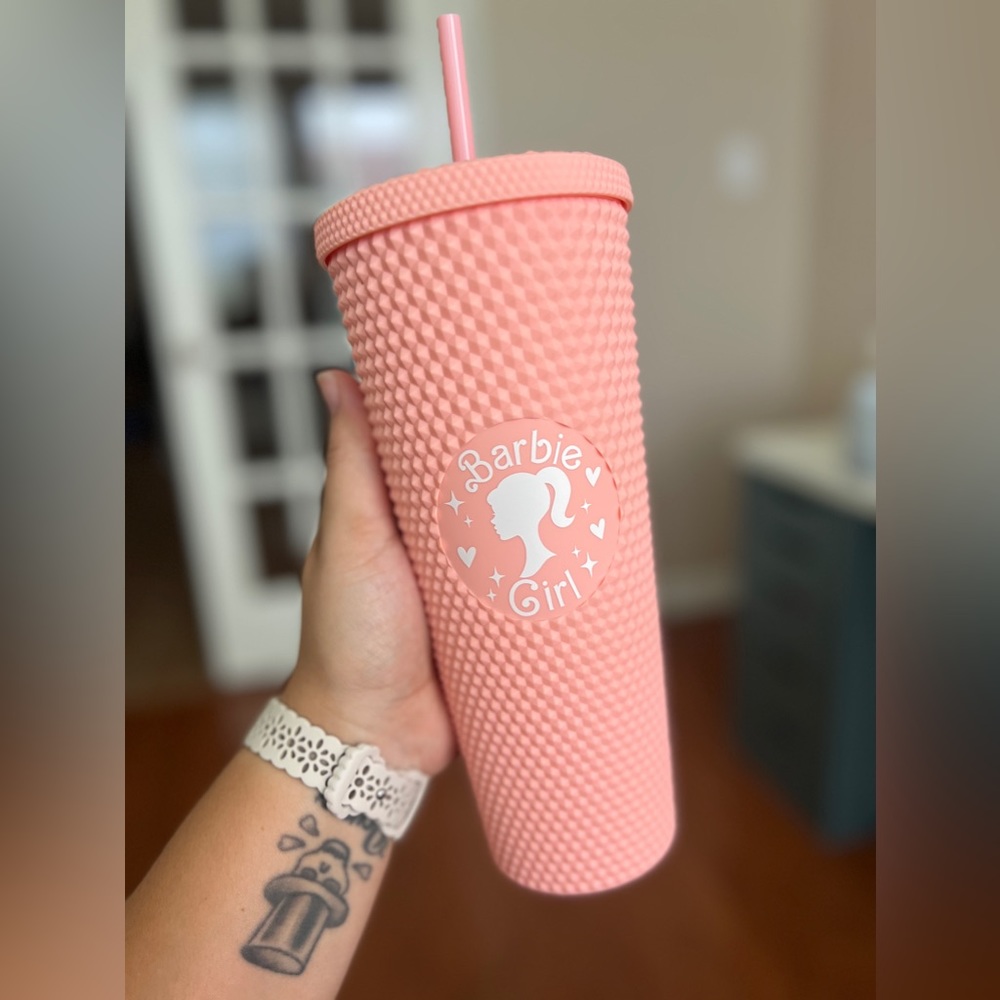 Barbie Girl Matte Pink Studded Tumbler - Custom, NEW